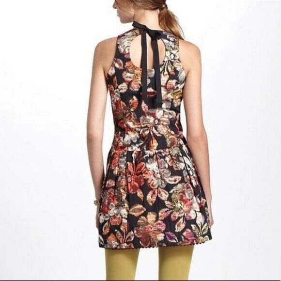 ANTHROPOLOGIE Leifsdottir “Adelita” Brocade Floral Metallic Dress, Size 6 - Picture 2 of 15
